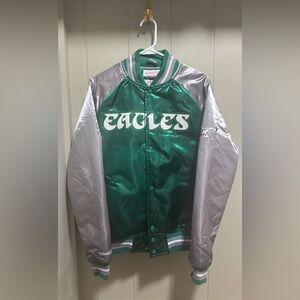 Mitchell & Ness Eagles Green and Silver Throwback Jacket